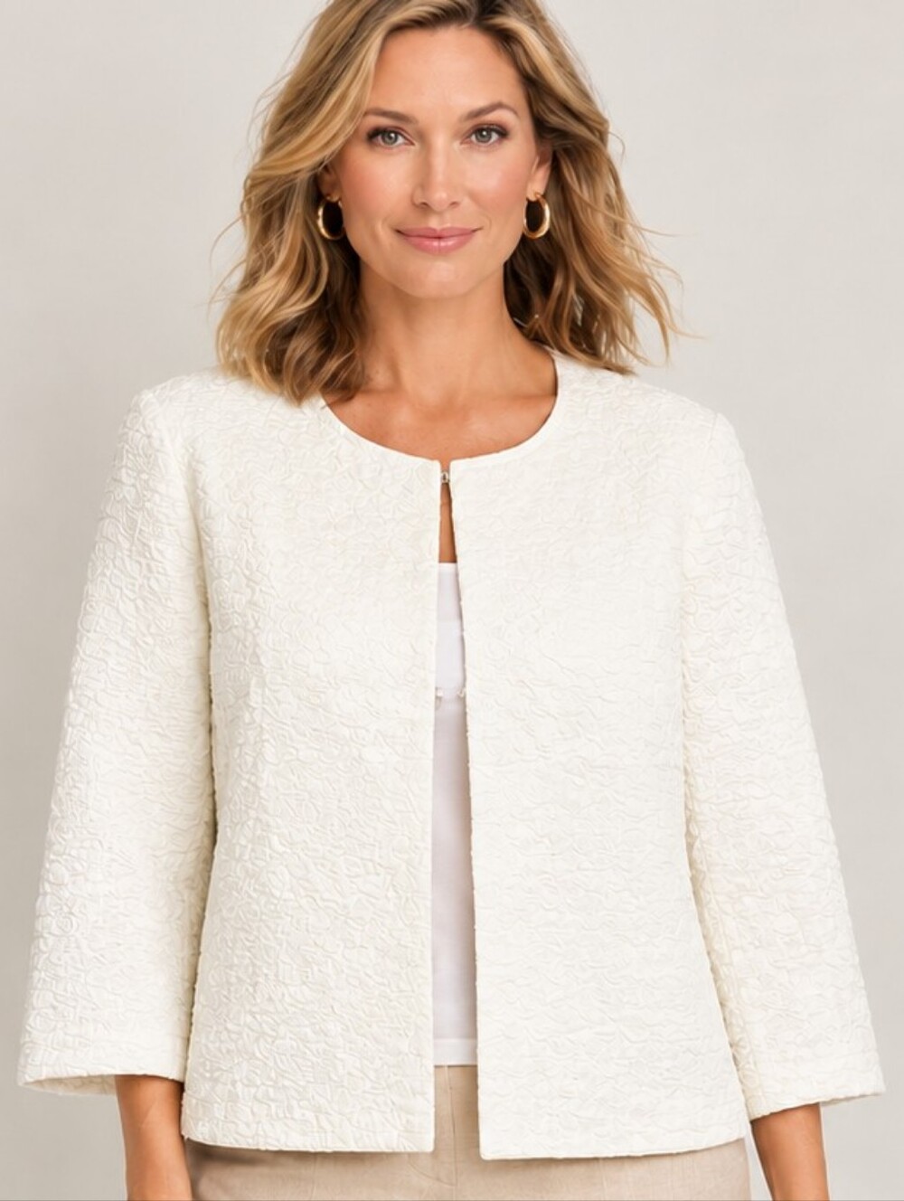 Chico's Quilted Kiley Jacket Off White Size 2 Large NWT Traveler's Edition Fall